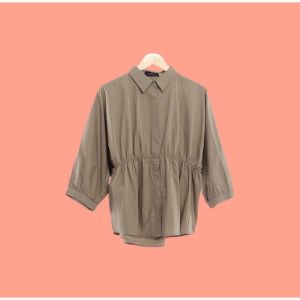 Alya shirt kemeja wanita over size kerut depan kekinian