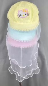 Mũ/ Nón cho bé sơ sinh đẹp có khăn voan che mặt chống bụi cho trẻ đi tiêm phòng an toàn_Mã Kitty