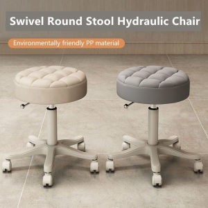 Swivel Round Stool Hydraulic Chair Adjustable Height Bar Stool Spa Beauty Salon Chair Lounge Roller Chair Kursi Bar Bulat Kursi Putar Hidrolik