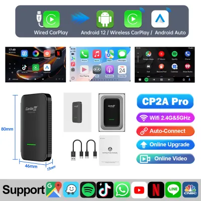 CarlinKit CP2A Pro Ai Box Wireless Adapter CarPlay Android Auto Wireless Smart CarPlay Box Support YouTube Netflix TikTok 5G USB