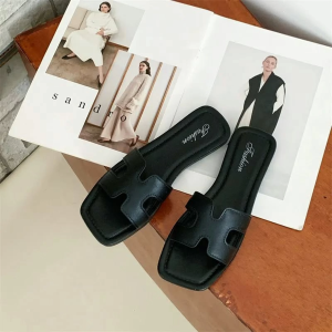 LM Women Flat Slip-On Sandals H-Design PVC Casual Beach Fashion Slippers 66-3