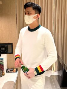 Áo Len Dệt Kim Nam Phong Cách Pháp Sang Trọng Thời Trang Mùa Đông Mềm Mại Lông Cáo Len Cổ Tròn Dài Tay Áo Len Cardigan