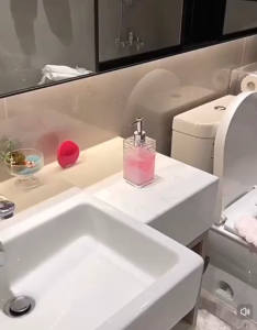 OHHDEER 400ml Transparent Water Ripple Soap Dispenser Bottle Hand Wash Press Pump Square Design