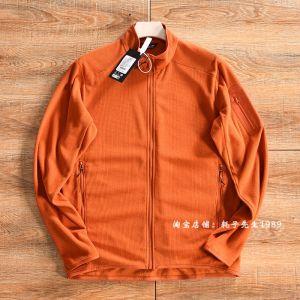 Spring Autumn Mens Outdoor Casual Sports Stand Collar Open Cardigan Sweatshirt Jacket Square Texture Velvet 3D Tailoring