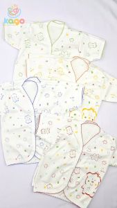 Baju Kancing Pendek Bayi Putih Print Fiyeli Baby Button Shirt