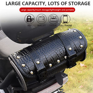 MJMOTO Crocodile Print Motorcycle Front Storage Bag Large Capacity Motocross Mini Tool Bag Wear-resistant Non-slip Motorbike Saddle Bag Waterproof Bicycle Side Bag