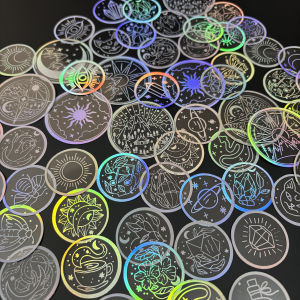 70 Chiếc Miếng Dán Thú Cưng Trong Suốt Thiết Kế Bạc Toàn Phương Cho DIY Bujo Ốp Điện Thoại Trang Trí Windows