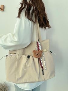 กระเป๋าผ้าใบผู้หญิงความจุขนาดใหญ่ กระเป๋าสะพายไหล่แบบลำลอง กระเป๋าใส่หนังสือสำหรับนักเรียน กระเป๋าสะพายข้างแบบลำลอง กระเป๋าถือแบบลำลอง