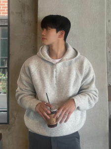 DAVID&ME | Semi-zip Hooded Thick Sweater