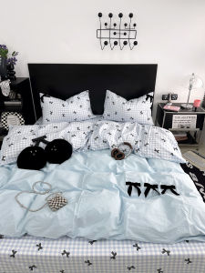 Pure Cotton Butterfly Knot Bedding Set Quartet Dormitory Three-piece Set Floral Field Little Tide Girls Style Bedding Set