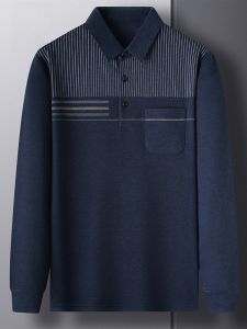 ROMON | Lomond Mens Long Sleeve Polo Shirt Spring Autumn Business Casual With Collar Dad Clothes Top Polyester Viscose Blend Antibacterial