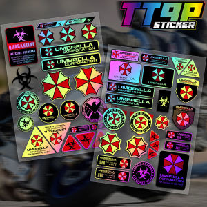 Biohazard Resident Evil Umbrella Corps Logo Universal Car Stickers Set Decor Riding Helmet Motorcycle Scooter Auto Body Windshield Fender Fuel Tank Rear Box Decal Accessories