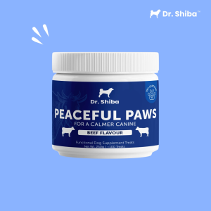 Dr. Shiba Peaceful Paws Healthy Calming Chews Treats Snack Supplement for Dogs | Packed with Essential Vitamins | Stress-Relieving & Soothing | Enhances Overall Well-being | Immune - Boosting