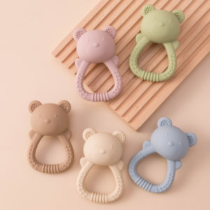 Color Kids 1PCS Silicone Baby Teether Toy BPA Free Chewing Ring Rattle Safe Teething Infant Soothing Gums Baby Shower Gift