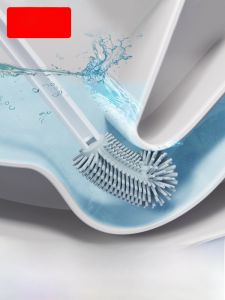 Silicone Long Handle Toilet Brush Household Japanese Style Bendable Soft Bristle Cleaning Bathroom Toilet Brush No Dead Angle