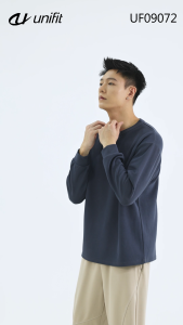 UNIFIT Mens Long Sleeve UltraSoft Relaxed Fit Casual Daily Wear Lightweight Comfort Top Sweatshirts Pullover Plain Crewneck UF09072