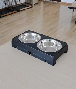 Elevated Dog Bowl Foldable Food Water Feeding Bowls with Antislip 4 Heights Adjustable Stand 2 Bowls for Large Dogs and Pets