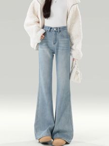 กางเกงยีนส์ทรงหลวมเอวสูงผู้หญิงฤดูใบไม้ผลิและฤดูใบไม้ร่วง ปกติ ป้องกันความร้อน หนา ใหม่ กางเกงขายาวทรงตรง