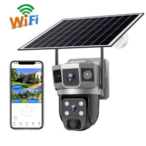 V380 Pro 4G SIM 12MP Three Lens Solar CCTV Camera 10X Zoom Outdoor IP66 Waterproof No Lighting Required Full Color PIR Night Vision WiFi Wireless IP Camera Two-way audio Motion Detection Alarm