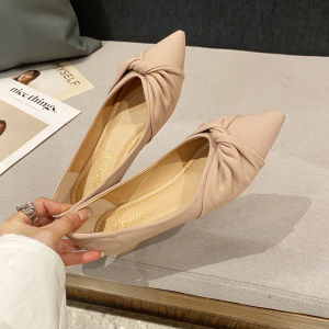 Black Flat Work Shoes Womens Soft Bottom Slip-On Comfortable All-Match Pointed Toe Casual Fashion Single Shoes Korean Style