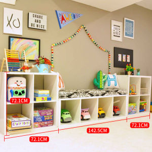 ตู้เสื้อผ้าทรงสี่เหลี่ยมชั้นไม้ 8 ช่อง ตู้จัดระเบียบของเล่นแบบโมดอล ชั้นวางหนังสือ วัสดุโพลีเอสเตอร์ ความจุขนาดใหญ่