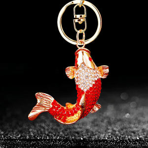 Chinese Fad Every Year There Are More than Car Key Ring Womens Bag Pendant Metal Key Chain Ring Creative Diamond Small Fish Ornaments