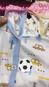 (3-16kg) Áo khoác nón họa tiết - thun cotton cho bé