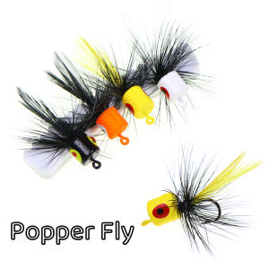 #10 Popper Fly Fishing Lures Foam Floating Topwater Bugs Saltwater Flies with 4 Colors Pattern for Bass Panfish Trout Bream