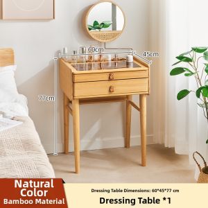 MANHAOSHI | Compact Modern Bedroom Vanity with Drawer Storage Solid Wood