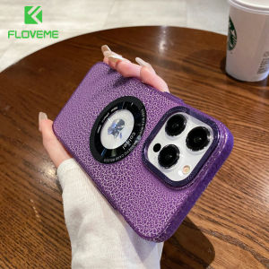 FLOVEME Luxury Crystal Crack Phone Case Suitable For iPhone 14 13 12 Pro Max 14 Plus Logo Hole Wireless Charging Anti-slip Hard PC Shockproof Back Cover For iphone 14 13 12