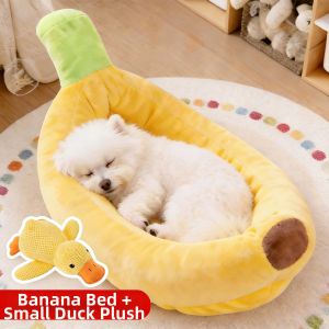 Petone dOrage | Warm Detachable Banana Boat Shape Pet Bed Medium Small Dogs and Cats Pad