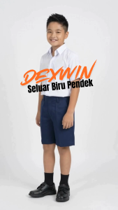 Primary School Boy Uniform Dexwin Short Blue Pants Seluar Biru Pendek Bergetah Cotton Pakaian Sekolah Rendah Lelaki