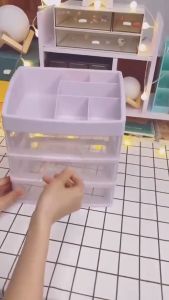 Kệ Mỹ Phẩm Bằng Nhựa 4 tầng Để Bàn Có Ngăn Kéo Tiện Dụng - Kệ Đựng Mỹ Phẩm Để Đồ Trang Điểm  Bút Viết Sổ Tay Đa Năng