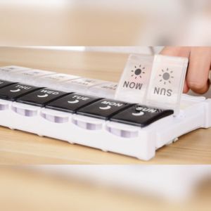 (READY STOCK) Weekly 7 Day Pill Box Organizer 2 Times a Day Bekas Ubat Pil AM PM Medicine Pill Container Case Push Button Type Pop Open Design Rainbow Black White
