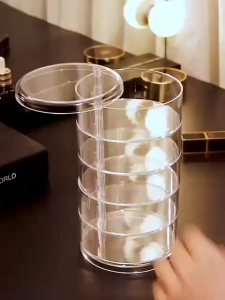 Sean 4Layer 360 Acrylic Rotating Round Transparent Clear Jewelry Desk Storage Accesories Organizer