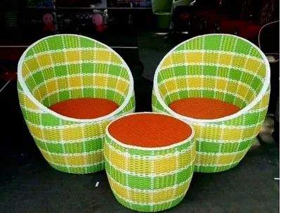 (Ready stok) 1 set Kursi teras rotan model gentong free bantal