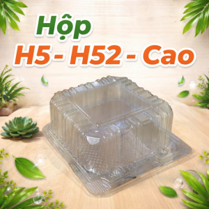100 Hộp Nhựa H5 Đựng Bánh – Hộp Nhựa Vuông Cao 8cm – 11x11x8cm – Nắp Liền Trong Suốt