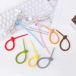 [1PCS] Pengikat kabel headset serbaguna 22cm / Cable management/Kabel Ties Cable Tie Kabel Tis Silicone Multifungsi lucu /pengikat snack /ganci serbaguna