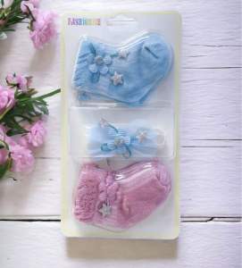 3in1 Infant Baby Socks And Headband Set Baby Gift Set Baby Shower Quality BY-251