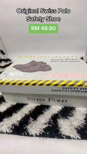Original Swiss Polo Men Women Safety Boot/Shoe Middle Cut Safety Boot Zip On Kasut Safety Lelaki Perempuan