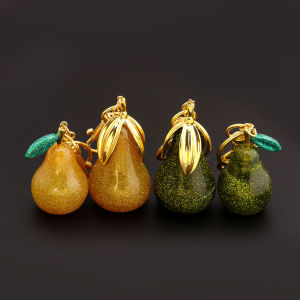 2025 New Exquisite Crystal Green Pear Pendant  Keychain For Coach Goyard Handbag Shoulder Bag Diy Bag Charm Accessory
