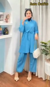 Setelan Tunik Long Wanita Rayon Modern & Desain Nyaman