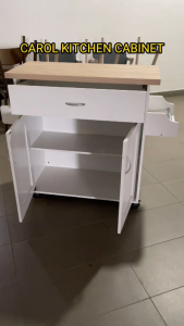 Hii Living Carol Trolley Cabinet Kitchen Mobile Cabinet 4 Strong Wheel White Storage cabinet