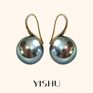 YISHU | Bông Tai Ngọc Trai Màu Xanh Nhạt