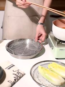 Golden Round 304 Stainless Steel Strainer Fry Food Oil Filter Mesh Net Plate Tray Oil Filter Basket沥油盘