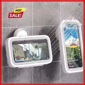 Fixed Universal Punch Free 360° Rotatable Waterproof Anti-Fog Shower Phone Holder Touch Screen Wall Mount Case