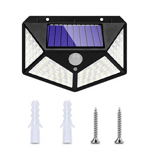 Solar Security Lamp Outdoor Garden Decor Waterproof Solar Powered 100 LED PIR Motion Sensor Spotlight for Yard & Pathway Fence.