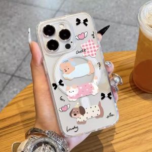 Transparent Acrylic iPhone Case Cute Running Animal Design Girl Creative Personality Protection Shell Anti-Fall for Apple 17Promax