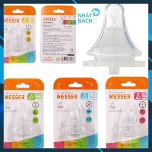 Núm vú Wesser Núm vú cổ hẹp silicon siêu mềm cho bé Size S/M/L/+