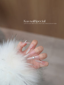Handmade Gradient Long Nails White Enhancing Autumn Winter New Arrival Pure Handmade Wearable False Nails Gentle Rule